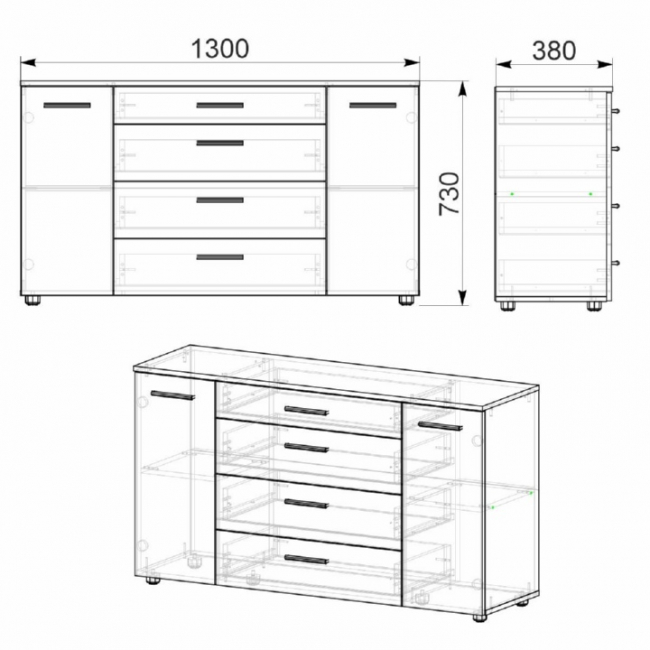 Комод-1-3-2 Компанит