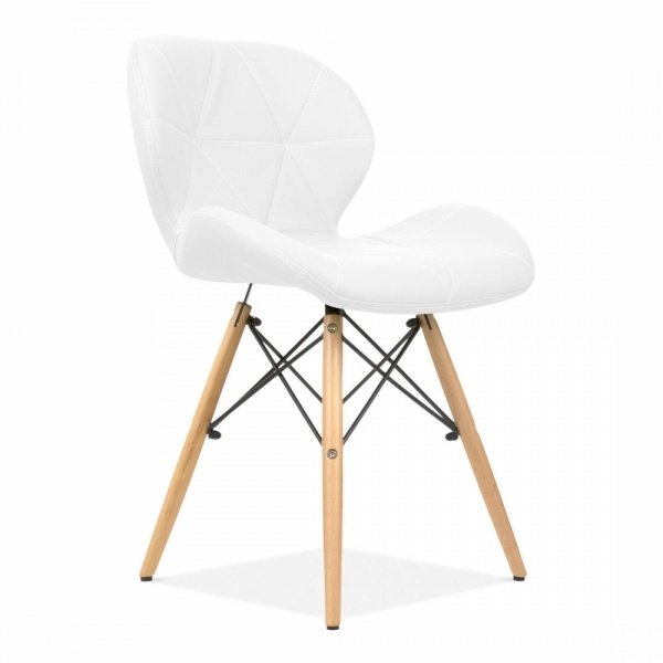белый стул в кожзаме Стар с деревянными ногами - Дом Лео - фото